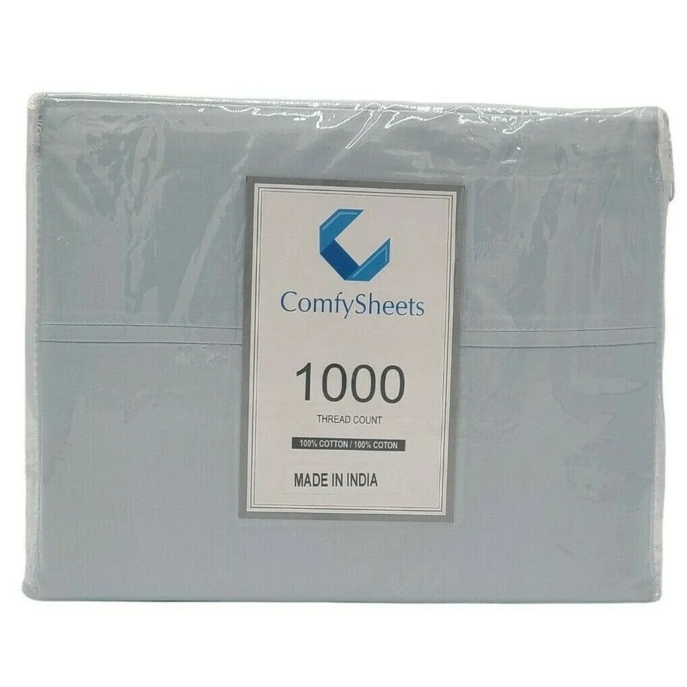 COMFY SHEETS 100% Egyptian Cotton 4-Piece Sheet Set 1000TC (Light Blue, King)